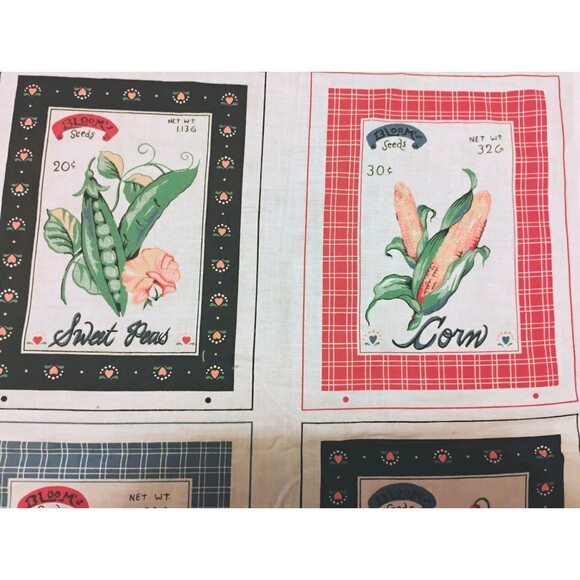 5/$25 Vintage Wamsutta Decorative Basket And Seed Packets Cotton Craft Panel NOS - Picture 5 of 10